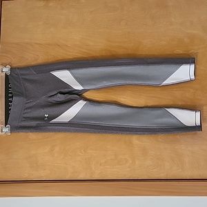 Gray and White under armour leggings